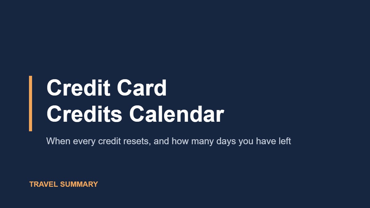 Credit Card Credits Calendar (Travel Summary title graphic)